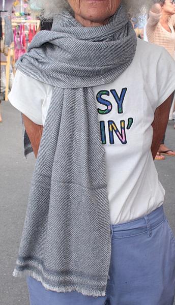 Étole Laine et Cachemire Gris Bleuté