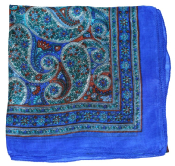 Foulard carré soie bleu roi
