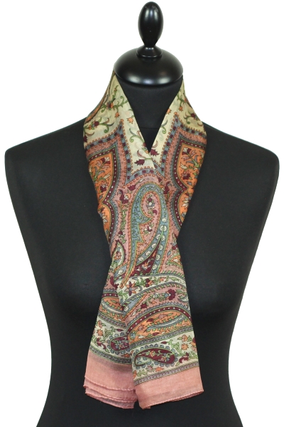 Foulard carré en soie bois-bordeaux-vert