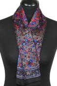 Foulard carré en soie noir-beige-rouge