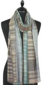 Pashmina 100% Cachemire Gris-Beige-Vert