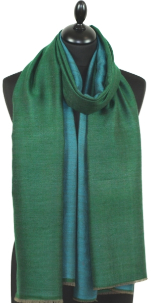 Pashmina bicolore vert-turquoise