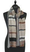 Écharpe Cachemire noir-beige-gris