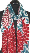 Écharpe Cachemire rouge-turquoise