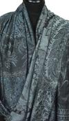 Étole Modal/Soie noir-gris-bleu