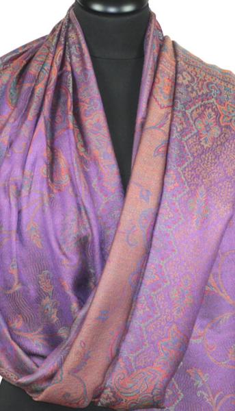 Étole en Modal/Soie Violet-Orange-Vert