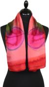 Foulard Carré en Soie Corail-Fuchsia-Vert