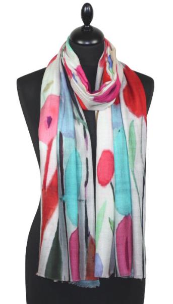 Écharpe Cachemire Aquarelle Florale