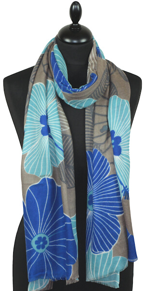 Écharpe Cachemire Beige-Bleu-Gris