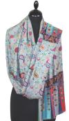 Étole Cachemire Gris Floral Brodée