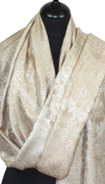 Étole en Soie Beige Rosé-Écru