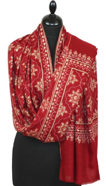 Pashmina rouge Hermes brodé main