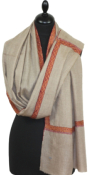 Pashmina beige gris brod main