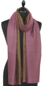 Pashmina 100% Cachemire Bicolore Magenta-Bistre