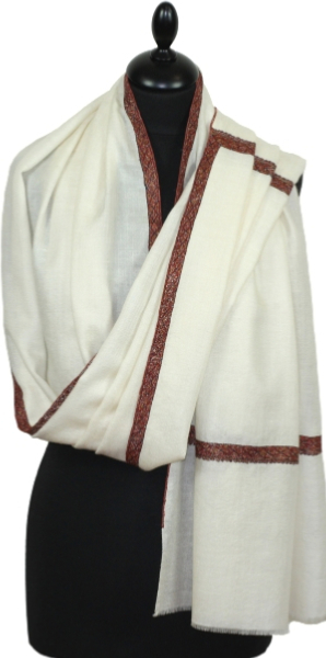 Pashmina ivoire brodé main