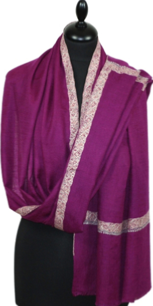 Pashmina pourpre brodé main