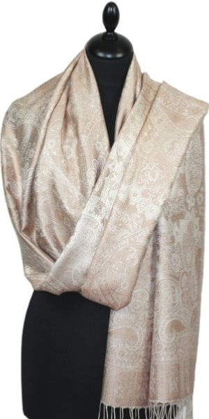 Étole en Soie Beige Rosé-Écru
