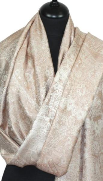 Étole en Soie Beige Rosé-Écru