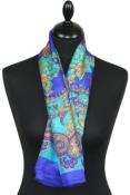 Foulard carré en soie violet-bleu-orange