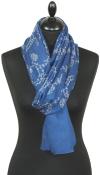 Pashmina Bleu Azur Brodé à la Main