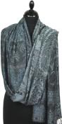 Étole Modal/Soie noir-gris-bleu