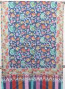 Étole Cachemire Bleu Marine Foral Brodée