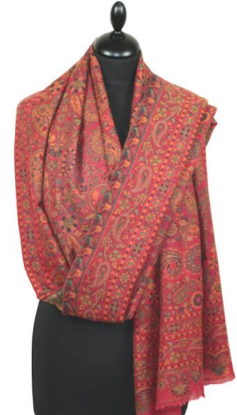 Red Cashmere Floral Kani Shawl