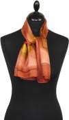Foulard Carré en Soie Brique-Corail-Or