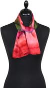 Foulard Carré en Soie Corail-Fuchsia-Vert