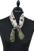 Foulard carré en soie vert kaki