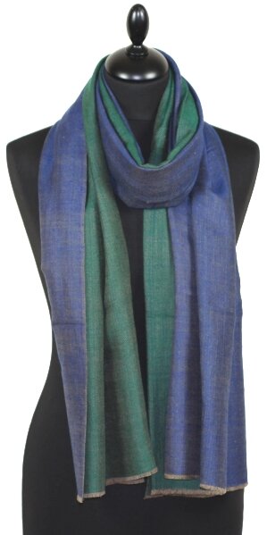 Pashmina Bicolore Bleu-Vert