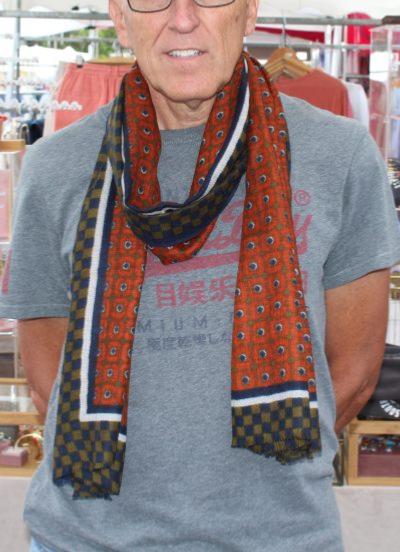 Écharpe Cachemire Brique-Vert-Marine