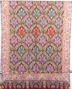 Étole Cachemire Bordeaux-Beige Floral Brodée