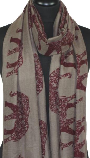 Écharpe Cachemire Beige-Bordeaux