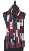 Navy-Red-Grey Cashmere Scarf