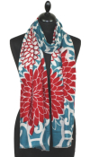 Écharpe Cachemire rouge-turquoise
