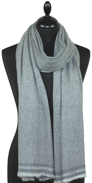 Étole Laine et Cachemire Gris Bleuté