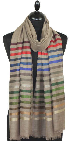 Étole Laine et Soie beige gris