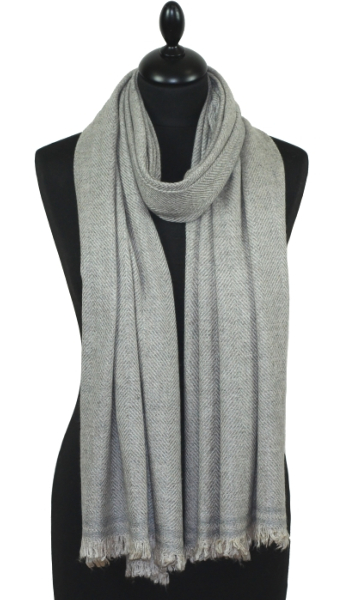 Étole laine et cachemire gris perle