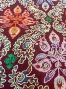 Étole Cachemire Bordeaux-Beige Floral Brodée