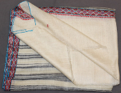 Pashmina ivoire-noir-rouge brodé main