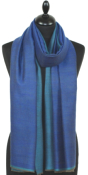 Pashmina 100% Cachemire Bicolore Bleu-Turquoise