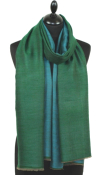 Pashmina 100% Cachemire Bicolore Vert-Turquoise