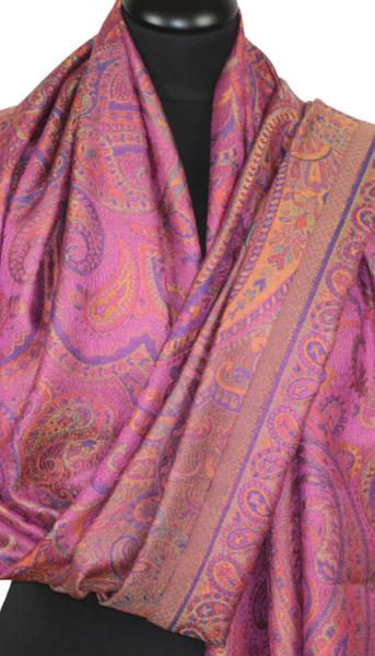 Fuchsia-Orange-Indigo Silk Scarf