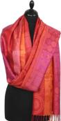 Étole soie corail-orange-lilas