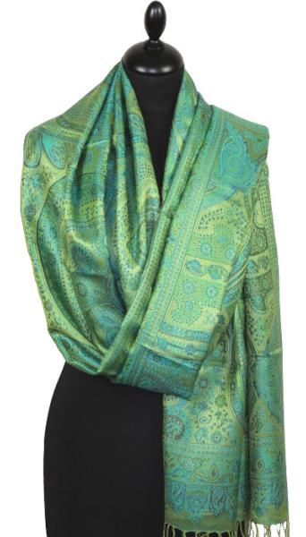 Étole en Soie Vert-Bleu-Marine