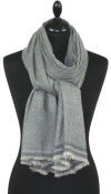 Étole laine et cachemire gris bleuté