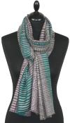 Pashmina 100% Cachemire Noir-Aubergine-Vert