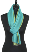 Pashmina bicolore turquoise-or