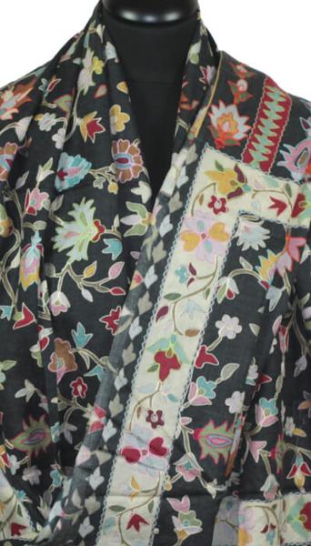 Black Embroidered Cashmere Scarf